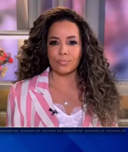 Sunny’s pink stripe blazer on The View