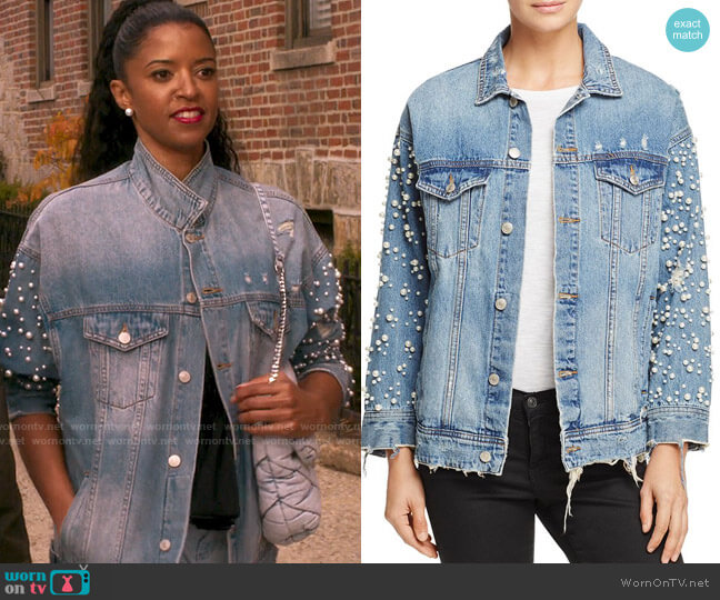 Sunset & Spring Embellished Denim Jacket worn by Wickie Roy (Renée Elise Goldsberry) on Girls5eva