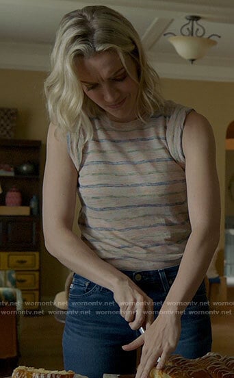 Sylvie’s pink striped top on Chicago Fire