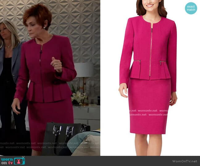 Tahari ASL Peplum-Jacket Skirt Suit worn by Diane Miller (Carolyn Hennesy) on General Hospital
