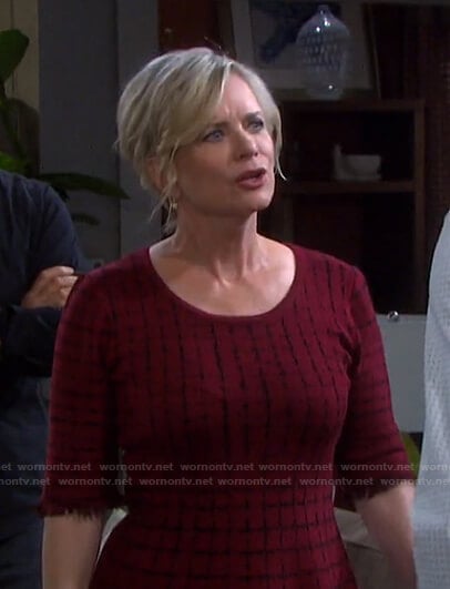 Kayla’s red check frayed dress on Days of our Lives