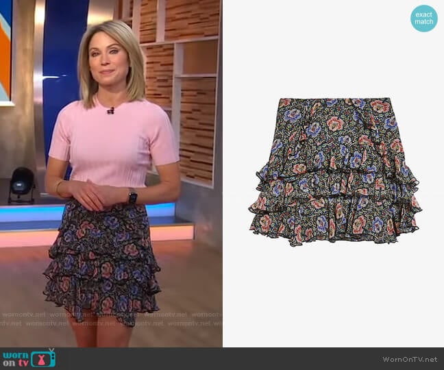 Ted Baker Jassiey mini skirt worn by Amy Robach on Good Morning America