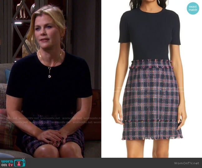 Ted Baker Rosesan Mixed Media Metallic Dress worn by Sami Brady (Alison Sweeney) on Days of our Lives