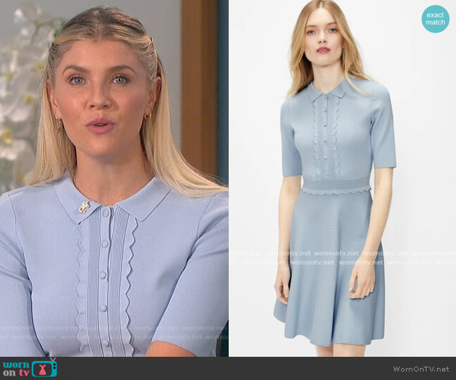 Ted Baker Scallop bodice knitted dress worn by Amanda Kloots on The Talk