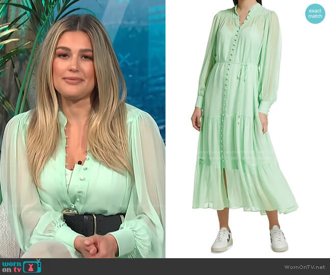 The Kooples Long-Sleeve Semi-Sheer Tiered Maxi Dress worn by Carissa Loethen Culiner on E! News