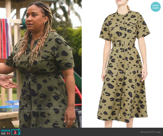 Theory Leopard Utitlity Shirtdress worn by Karen Wilson (Tracie Thoms) on 9-1-1