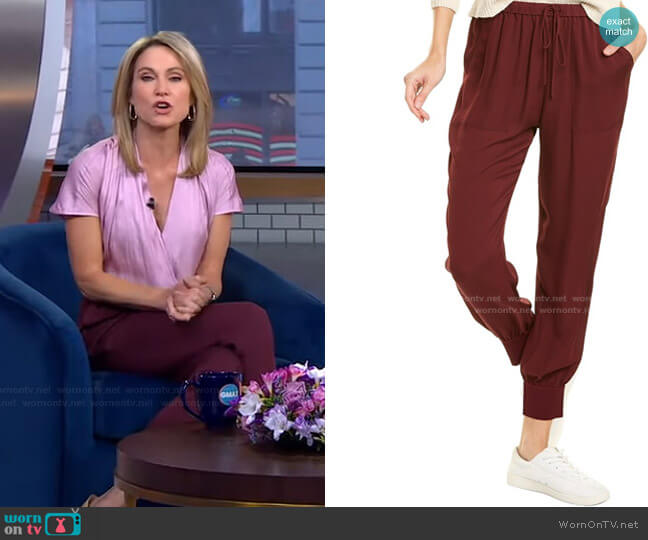 Theory Rib Cuff Silk Jogger Pant worn by Amy Robach on Good Morning America