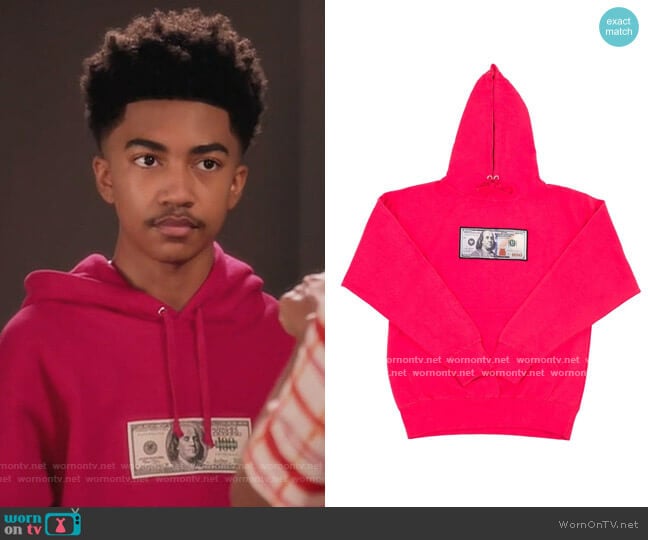 Twenty1Rich Blue Hundreds' Hoodie worn by Jack Johnson (Miles Brown) on Black-ish