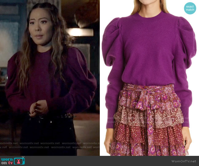 Ulla Johnson Marin Sweater in Hibiscus worn by Mary Hamilton (Nicole Kang) on Batwoman
