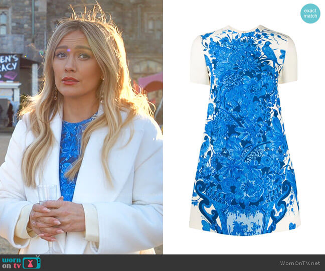Valentino Floral Print Short-Sleeve Dress worn by Kelsey Peters (Hilary Duff) on Younger