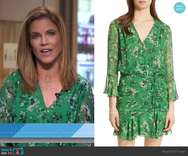 Veronica Beard Sean Floral Print Silk Minidress worn by Natalie Morales on Today
