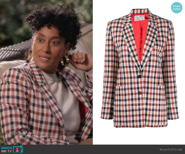 Victoria Victoria Beckham Checked Fitted Blazer worn by Rainbow Johnson (Tracee Ellis Ross) on Black-ish