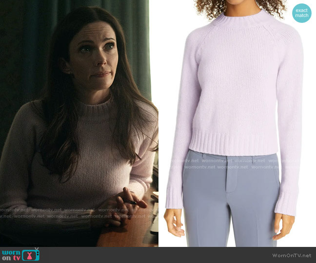 Vince Shrunken Mock Neck Cashmere Sweater in French Lilac worn by Lois Lane (Elizabeth Tulloch) on Superman and Lois