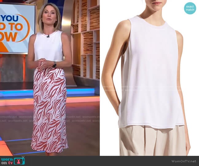 Vince Textured Rib Silk Crepe Shell worn by Amy Robach on Good Morning America