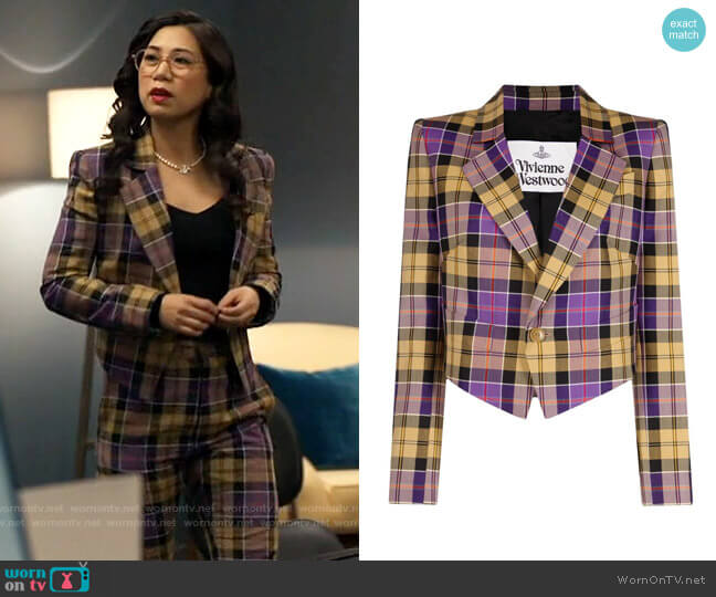 Vivienne Westwood Check Print Blazer worn by Melody Bayani (Liza Lapira) on The Equalizer