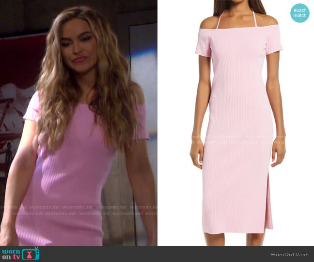 WAYF Deena Off the Shoulder Rib Knit Midi Dress worn by Jordan Ridgeway (Chrishell Hartley) on Days of our Lives