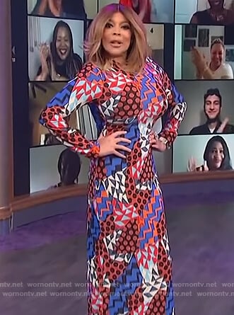 Wendy’s printed midi dress on The Wendy Williams Show