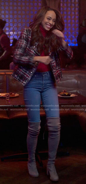 Whitney’s plaid tweed jacket on Run the World