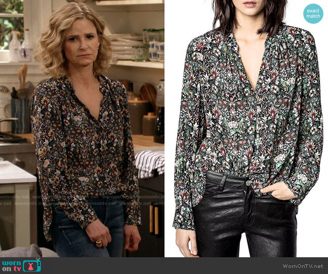 Zadig & Voltaire Tink Kaleido Floral Top worn by Jean Raines (Kyra Sedgwick) on Call Your Mother