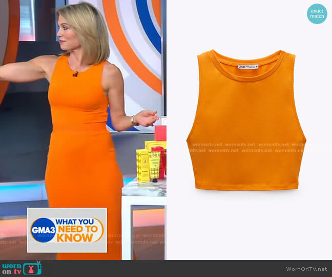 Zara Crop Hater Top worn by Amy Robach on Good Morning America