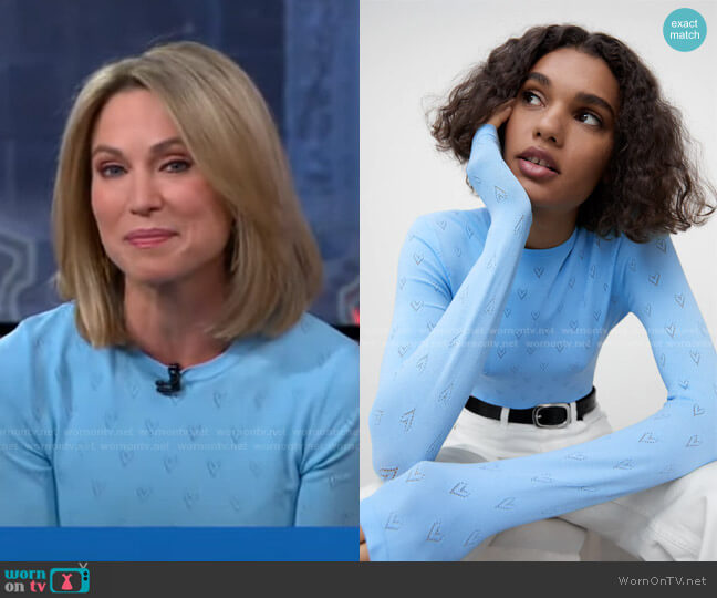 Zara Knit Heart Sweater worn by Amy Robach on Good Morning America