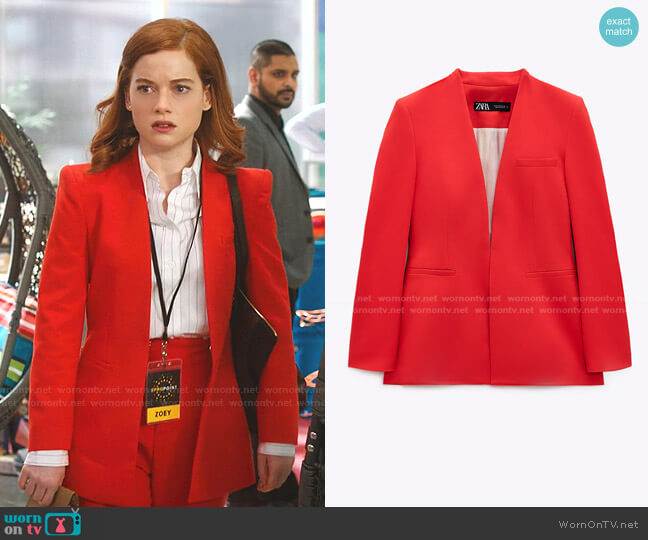 Zara Lapelless Blazer in Coral worn by Zoey Clarke (Jane Levy) on Zoeys Extraordinary Playlist