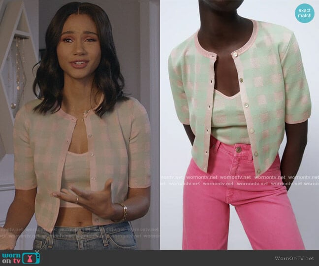 Zara Plaid Knit Top worn by Layla Keating (Greta Onieogou) on All American