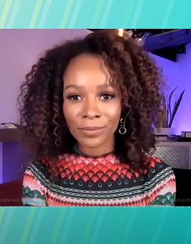 Zuri’s printed mock neck dress on Access Hollywood