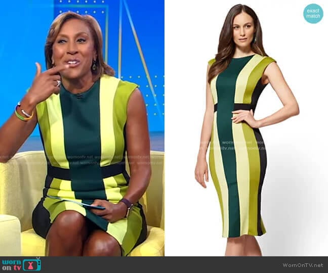 New York & Company Colorblock Sheath Dress - 7th Avenue worn by Robin Roberts on Good Morning America