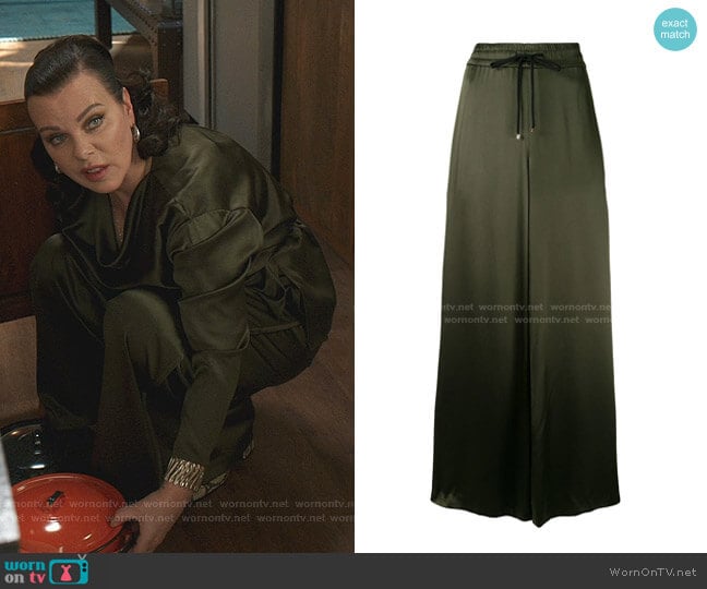 Adam Lippes Wide-Leg Silk Trousers worn by Maggie (Debi Mazar) on Younger
