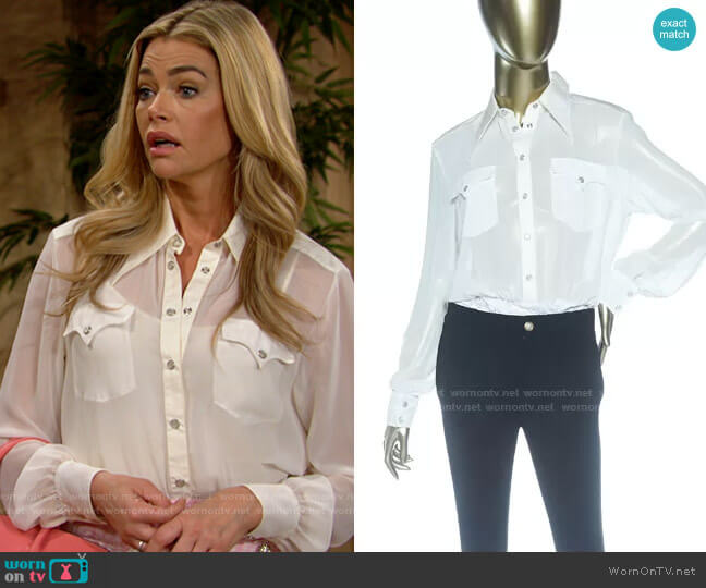Alessandra Rich Georgette Bodysuit worn by Shauna Fulton (Denise Richards) on The Bold and the Beautiful