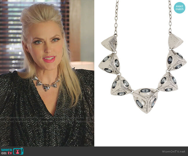 Alexis Bittar Pyramid Relic Necklace worn by Alexis Carrington (Elaine Hendrix) on Dynasty