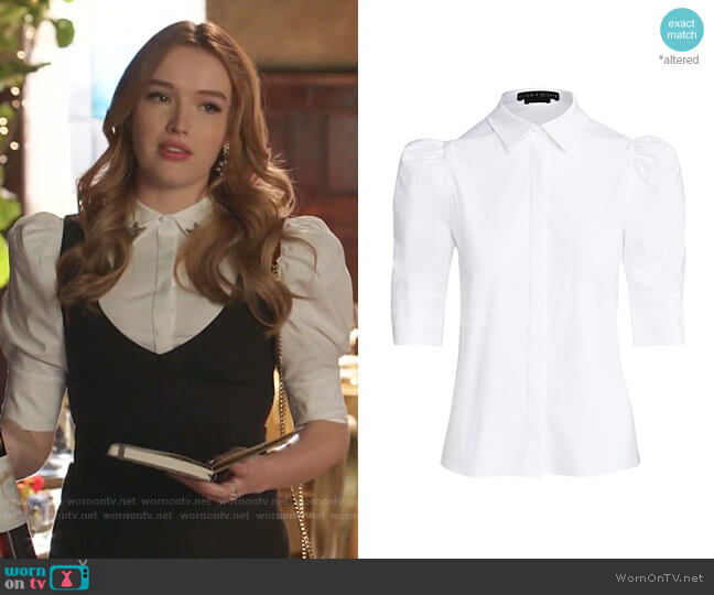 Alice + Olivia Willa Puff-Sleeve Blouse worn by Kirby Anders (Maddison Brown) on Dynasty