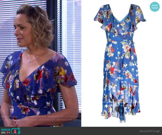 Alice + Olivia Electra midi dress worn by Nicole Walker (Arianne Zucker) on Days of our Lives