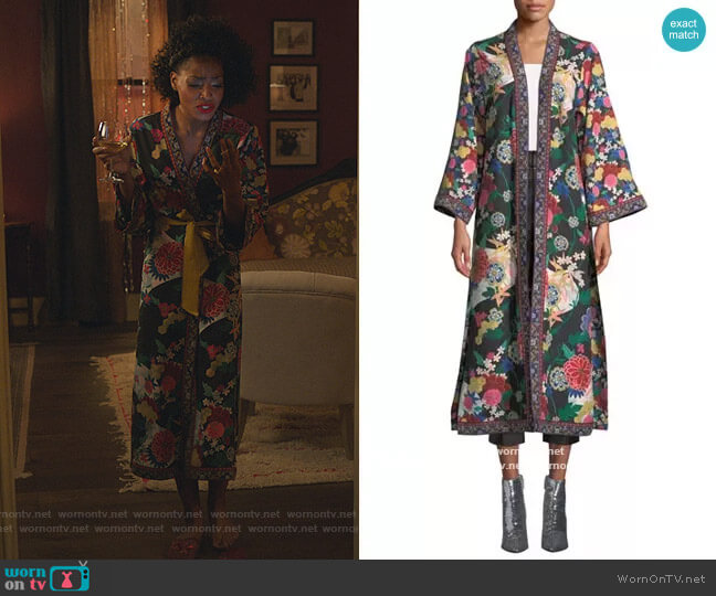 Alice + Olivia Lynn Side-Slit Long Kimono worn by Sasha Snow (Margaret Odette) on Sex/Life
