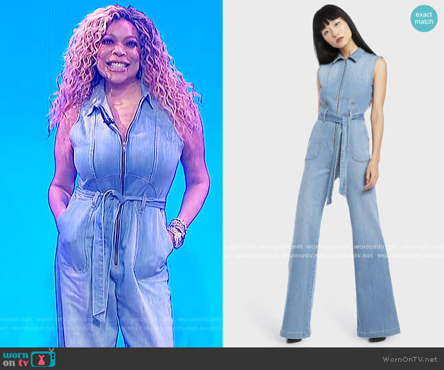 Alice + Olivia Gorgeous Sexy 70s Sleeveless Jumpsuit worn by Wendy Williams on The Wendy Williams Show