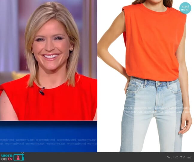 All Saints Coni Shoulder Pad Cotton Sleeveless Muscle T-Shirt worn by Sara Haines on The View