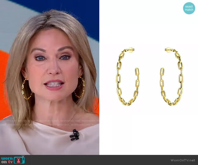 Accessory Concierge Anchor Chain Hoops worn by Amy Robach on Good Morning America