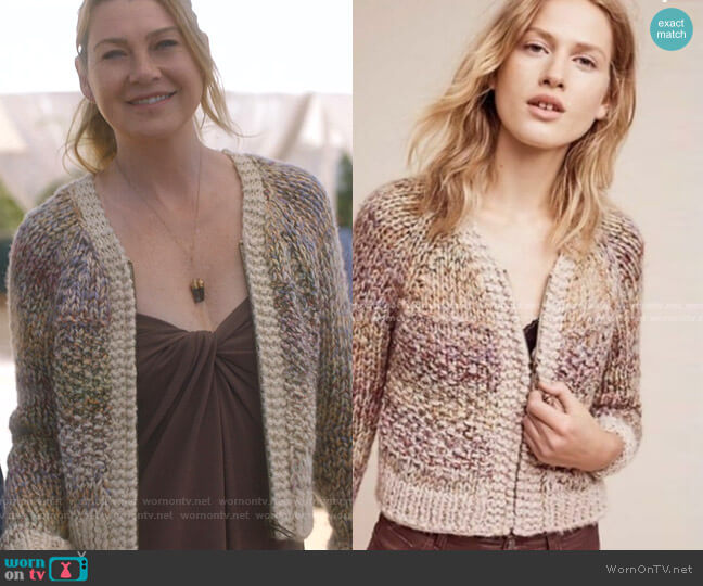 Anthropologie Angel of the North Aurora Cardigan worn by Meredith Grey (Ellen Pompeo) on Greys Anatomy