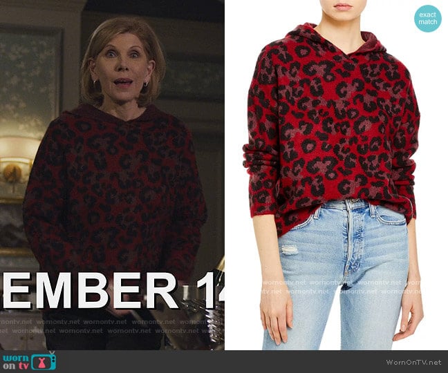 Aqua Hooded Leopard-Print Sweater worn by Diane Lockhart (Christine Baranski) on The Good Fight