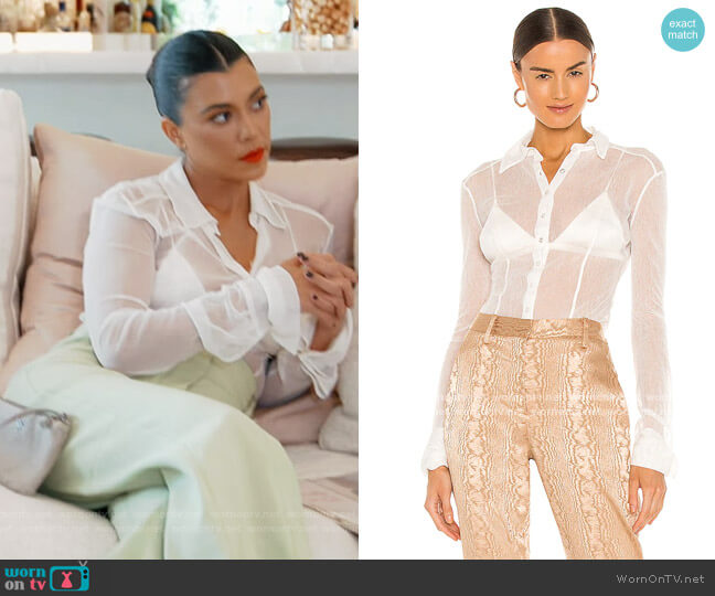 Aya Muse Lila Mesh Shirt worn by Kourtney Kardashian on Keeping Up with the Kardashians