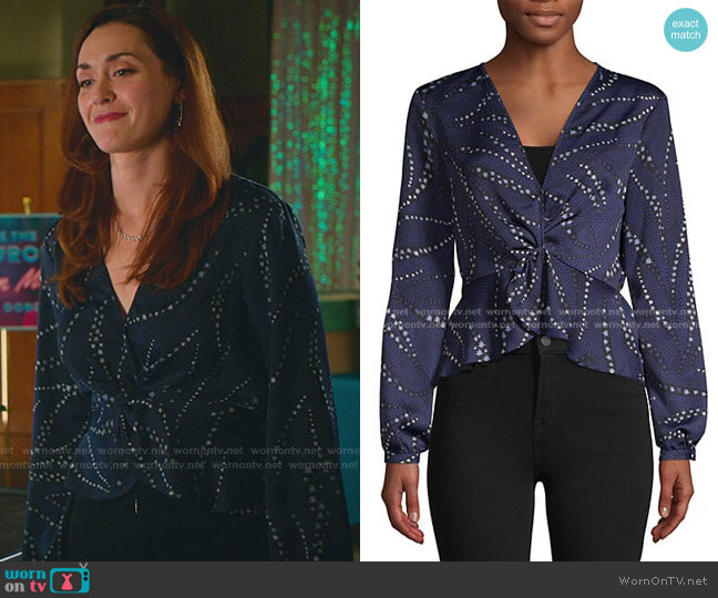 BCBGeneration Long-Sleeve Twist-Front Top worn by Abigail Pershing (Sarah Power) on Good Witch