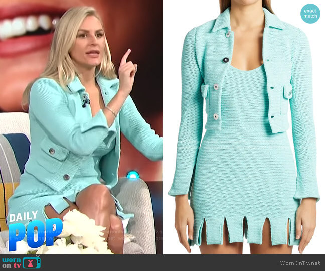 Bottega Veneta Open-Knit Mini Dress worn by Morgan Stewart on E! News