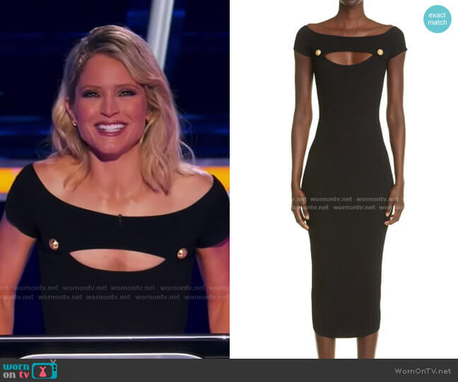 Balmain Rib Cutout Body-Con Midi Dress worn by Sara Haines on The Chase