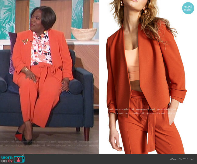 Bar III Ruched-Sleeve Jacket worn by Sheryl Underwood on The Talk