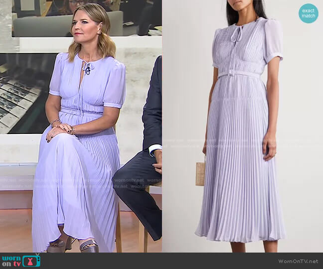 Self Portrait Belted Pleated Chiffon Midi Dress worn by Savannah Guthrie on Today