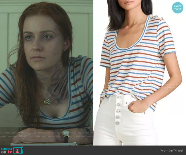 Veronica Beard Benji Stripe Linen T-Shirt worn by Nancy Drew (Kennedy McMann) on Nancy Drew