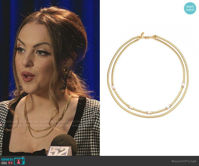 Bonheur Jewelry Delphine Layered Snake Chain Necklace worn by Fallon Carrington (Elizabeth Gillies) on Dynasty