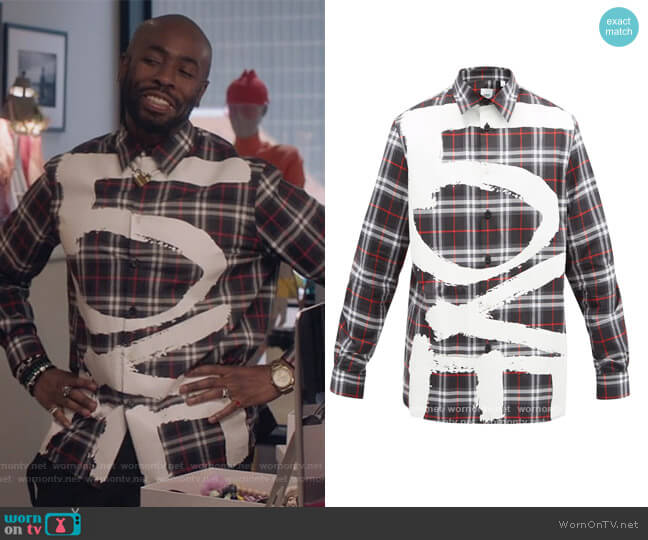 Burberry Love Print Check Cotton Shirt