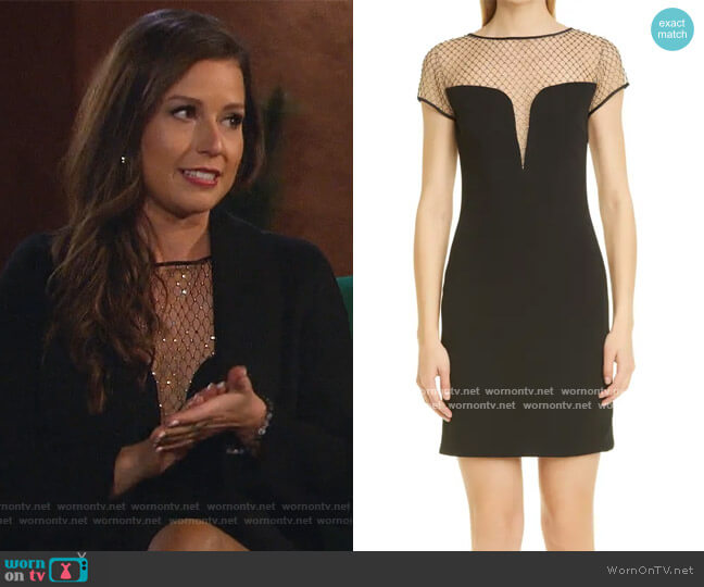 CDGNY By CD Greene Kinsley Crystal Mesh Illusion Cocktail Dress worn by Katie Thurston on The Bachelorette